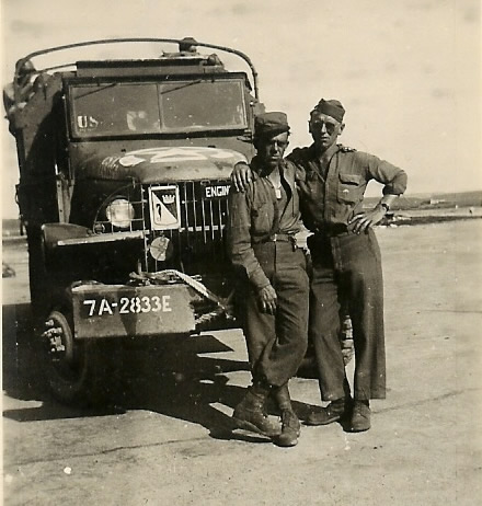 Vander Wall and Gilstrap at Memmingen Airfield Germany 1945
